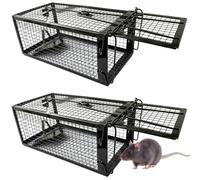 Piège à Rat, 2 Pièces XXL Piege a Souris sans Tuer Cage Attrape Rat Cage de Capture pour Souris Loir Mulot Rongeurs - Piege a Rat Réutilisable Un Usage Extérieure Intérieure - 31 x 17 x 13.5 cm
