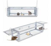 Piège à Rat, 2 Portes XL Piege a Souris sans Tuer Cage Attrape Rat Cage de Capture pour Souris Loir Mulot Rongeurs - Piege a Rat Réutilisable Un Usage Extérieure Intérieure - 43 x 14 x 12 cm