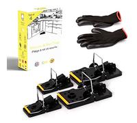 Piège à Rat et Souris XXL - Lot de 4 Tapettes Réutilisables sans Poison - Deux Tailles pour Petits ou Gros Rongeurs - Coupelle d'Appât Crantée - Gants + Guide Inclus - Intérieur Extérieur - KALIGEN