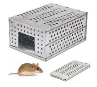 Piège à Rongeurs Rats, Souris, Taupe - Cage XXL Pliable en Acier Galvanisé - Repulsif 100% Naturel - sans Blesser - Usage Intérieur/Extérieur - 30 x 22 x 15 cm - Appât - Acier Galvanisé