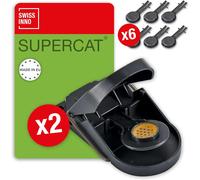 Piège à Souris SuperCat-Efficace + avec Appât au Beurre de Cacahuète-Capture Rapide-Utilisation Intérieure et Extérieure-2 Pièges + 6 Recharges d'Appât