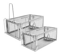 Piege a Souris Vivante，Cage PièGe à Rat pour IntéRieur et ExtéRieur，Nasse a Rat，Respectueux des Animaux HygiéNique, Durable, Facile à Utiliser, pour Maison et Jardin (2Pack)