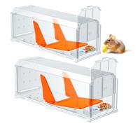 Piège à Souris Vivante Lot de 2, Grand piege Souris Vivante sans Mise à Mort, Attrape Souris réutilisable très Sensible, Aucun Contact avec Les Souris, Sortie à libération Rapide, Transparent