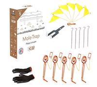 Piège à Taupe Putange - Lot de 5 en Fil de Cuivre 15 cm - Kit Jardin Complet avec Piquets Drapeaux Ficelle Armement et Gants - Mécanique sans Poison ni Ultrason - KALIGEN