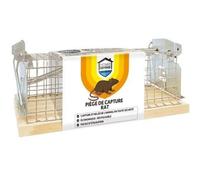 Home Defense HDNASRAT - Piège de Capture Rats Cage x1 - Capture et relâche l'animal en Toute sécurité - Piège économique Car réutilisable - Facile d'utilisation - Socle fabriqué en Bois certifié FSC