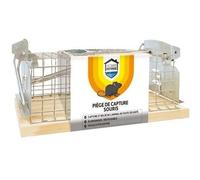 HOME DEFENSE HDNASSOU - Piège de Capture Souris Cage x1 - Capture et relâche l'animal en toute sécurité - Piège économique car réutilisable - Facile d'utilisation - Socle fabriqué en bois certifié FSC