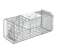 Piège de capture pliable pour petits animaux type lapin rat - OUTSUNNY - 2 portes - poignée - acier gris