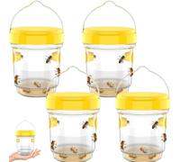 Piège de guêpe, 4pcs Plastique Plastique Piège de Veste avec 2 Tunnels, Tueur d'abeille Portable avec poignée Suspendue, pièges à Abeilles réutilisables pour l'extérieur, Le Jardin, la pelouse, Le ca