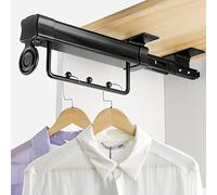 Piège de placard enracinement réglable Rod de 257 mm-457 mm, rail de garde-robe rétractable pour vêtements et serviettes, extension télescopique à montage supérieur pour un espace de stockage maximal