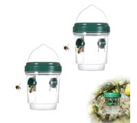 Piege Frelon Asiatique avec Lumière LED,Piege Frelon Asiatique Selectif,Piège à Frelon Extérieur Réutilisable à Double Entrée pour Jardin Balcon Extérieur (2pcs-Green-Without LED)