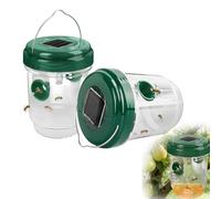 Piege Frelon Asiatique avec Lumière LED,Piege Frelon Asiatique Selectif,Piège à Frelon Extérieur Réutilisable à Double Entrée pour Jardin Balcon Extérieur (2pcs-Green-with LED)