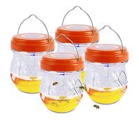 Piege Frelons Exterieur À Suspendre avec UV Lampe Solaire, Piege A Guepes Frelons Asiatique Mouche De Fruits Moustique Insecte Jardin Balcon, Bouteille pour Suspendre Liquide Appâts (Rouge 4pièces)