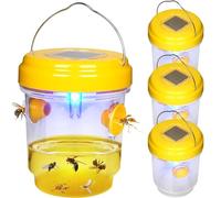 Piège Guêpes et Frelons Extérieur avec Lumière LED - Piège à Frelon Asiatique Exterieur Réutilisable à Double Entrée, pour Jardin, Balcon, Extérieur, sans Produits Chimiques (4 avec lumières)