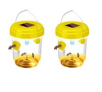 Piège Guêpes et Frelons Extérieur avec Lumière LED - Piège à Frelon Asiatique Exterieur Réutilisable à Double Entrée, pour Jardin, Balcon, Extérieur, sans Produits Chimiques(2 avec lumières)