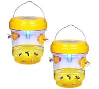 Piège Guêpes et Frelons Extérieur avec Lumière LED - Piège à Frelon Asiatique Exterieur Réutilisable à Double Entrée, pour Jardin, Balcon, Extérieur, sans Produits Chimiques
