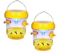 Piège Guêpes et Frelons Extérieur avec Lumière LED - Piège à Frelon Asiatique Exterieur Réutilisable à Double Entrée, pour Jardin, Balcon, Extérieur, sans Produits Chimiques(2 avec lumières)