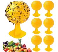 Piège Moucheron Intérieur Lot de 5, Boules Collantes Jaunes pour Mouches de Fruits, Attrape Insectes Volants pour Plantes, Cuisine et Maison (6 pcs)