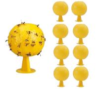 Piège Moucheron Intérieur Lot de 5, Boules Collantes Jaunes pour Mouches de Fruits, Attrape Insectes Volants pour Plantes, Cuisine et Maison (8 pcs)