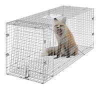 Piège pour Animaux Vivants-VEVOR-1067x406x457mm Cage Trappe Chat Pliable Fil Fer Galvanisé Sans Cruauté-pour Tatous, Chats Errants