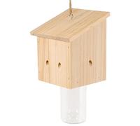 Pièges à Abeilles charpentières en Bois de Style Cube pour l'extérieur avec Pot en Plastique - Piège à guêpes et Mouches Suspendu pour Avant-Toit de Jardin (Style 1)