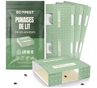 Pièges à Colle - Paquet de 12 | Piège Antiparasitaire Collant et Tueur de Punaises de Lit | Moniteur et Détecteur pour Autres Parasites d'Intérieur
