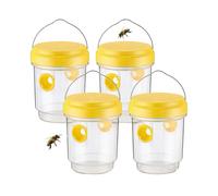 Pièges À Guêpes À Suspendre En Plein Air, Piège À Guêpes, Attrape-abeilles, Piège À Mouches, Étanche, Réutilisable, Facile À Nettoyer, For Jardin, Cour Extérieure, 4 Pièces(Yellow)