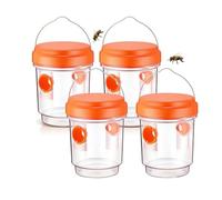 Pièges À Guêpes À Suspendre En Plein Air, Piège À Guêpes, Attrape-abeilles, Piège À Mouches, Étanche, Réutilisable, Facile À Nettoyer, For Jardin, Cour Extérieure, 4 Pièces(Orange)