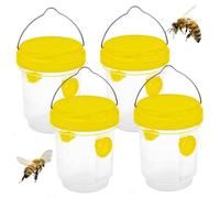 Pièges d'abeilles pour l'extérieur, 4pcs Tiches de guêpe suspendues extérieures, piège à Mouches de Fruits en Plastique avec Double entrée pour Les Pots à Fleurs, Les balcons, Les Yards, Les vergers