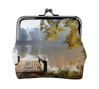Pier Bathing on Sunshine Print Petit Porte-Monnaie Kiss-Lock Pochette en Cuir Changer de Portefeuille Cadeaux pour Hommes Femmes