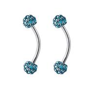 Pierced Art Trends 16g Minuscule Boule de Cristal 4 mm courbé Barbell Sourcils Anneau Helix Daith Cartilage Piercing Rook (Sky 2pcs Bleu)