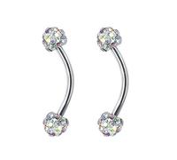Pierced Art Trends 16g Minuscule Boule de Cristal 4 mm courbé Barbell Sourcils Anneau Helix Daith Cartilage Piercing Rook (AB 2pcs Blanc)