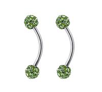 Pierced Art Trends 16g Minuscule Boule de Cristal 4 mm courbé Barbell Sourcils Anneau Helix Daith Cartilage Piercing Rook (2pcs Vert)