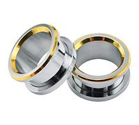 Pierced Art Trends 316L biseau d'or en Acier Inoxydable Bord Flesh Oreille Tunnel Plug-Oreille Jauges extenseurs Bijoux du Corps (jauge = 9/16" (14mm))