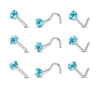 Pierced Art Trends 9-12PCS 20g Nez Chirurgical en Acier Inoxydable Stud Anneau Piercing Nez Os/L en Forme/Vis Anneaux de Nez Set