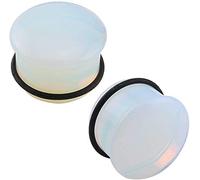 Pierced Art Trends Simple Flare Effacer Opalite Moonstone Bouchons d'oreille Plug Tunnels avec O-Ring Brancard Expander (Gauge=1/4"(13mm))