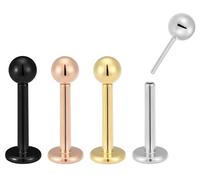 Pierced Koala Lot de 2 boucles d'oreilles à tige en titane 20 g 18 g 16 g dos plat sans fil pour labret, tragus, cartilage, lèvre, monroe, conque, 16G / 6mm / 3mm Ball, Titane, Pas de gemme