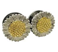 Pierced Republic Lot de 6 bouchons d'oreille en acier inoxydable Motif tournesol