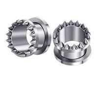 Pierced Republic Paire de bouchons d'oreille à visser en acier inoxydable Argenté 8 tailles au choix, Acier inoxydable, Pas de gemme