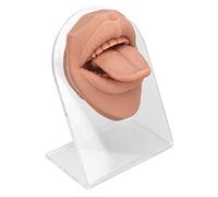Piercing à lèvres en silicone souple - Forme flexible de simulation de la bouche et des lèvres pour l'exercice de perçage et la présentation de bijoux - Outil pédagogique avec support en acrylique