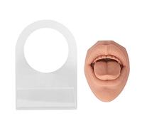 Piercing à lèvres en silicone souple - Forme flexible de simulation de la bouche et des lèvres pour l'exercice de perçage et la présentation de bijoux - Outil pédagogique avec support en acrylique
