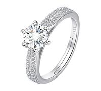 Piercing Anneaux Bijoux Gold Plated Round Cut Engagement Promise Rings Anniversary Wedding Bands(Silver One Size) Boîtes Trucs Bijoux (B, A)