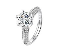 Piercing Anneaux Bijoux Gold Plated Round Cut Engagement Promise Rings Anniversary Wedding Bands(Silver One Size) Boîtes Trucs Bijoux (I, A)