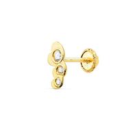 Piercing Boucle d'oreille en or 18 carats avec trois cœurs de 7 mm avec zircone au centre