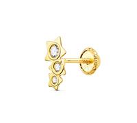 Piercing Boucle d'oreille en or 18 carats avec trois étoiles de 7 mm et une zircone au centre