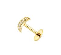 Piercing Boucle d'oreille en or 18 carats avec une forme de lune de 6 mm et des oxydes de zirconium