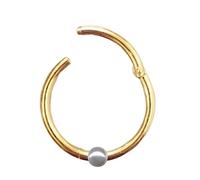 Piercing Clicker 45072-10 Anneau de nez en or jaune 750 véritable avec perle véritable Diamètre 10 mm Anneau de nez intime Tragus Helix Septum Nouveau extravagant Or véritable, 10 mm, Or jaune