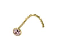 Piercing de nez 2.5mm spirale avec zircone rond or rose 18Kt