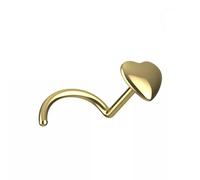 Piercing de nez en forme de cœur I Plug In I 1,2 x 6 mm I Or jaune massif 585 véritable + plastique bio I 46024-6 I