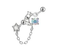 Piercing d'oreille en acier inoxydable en forme de goutte d'oreille tragus cartilage zircon pendentif chaîne boucle d'oreille conque oreille piercing d'oreille bijoux tendance, taille unique, Comme