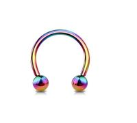 Piercing Fer à Cheval Boule, Anneau de Septum bijoux Nez, Acier inoydable bijou sourcil Boucle oreille 16G 8mm, arcade, Helix, Tragus, Daith, piercing anneau ouvert multi couleur essence circulaire